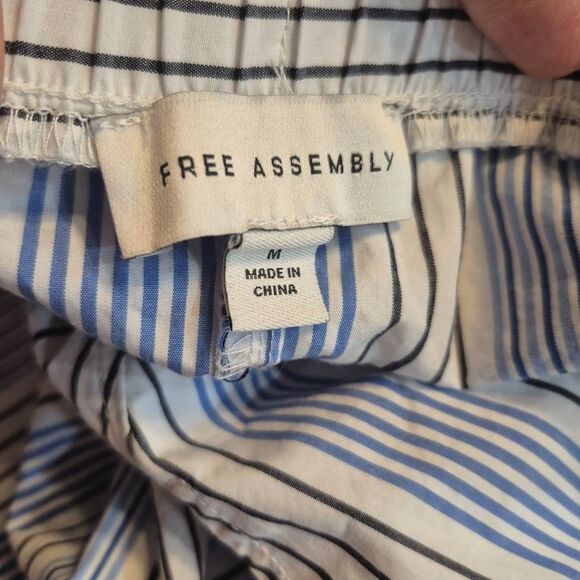 Free Assembly Women's Baby Blue, White & Black Cotton A-Line Drawstring Skirt w - Picture 10 of 11